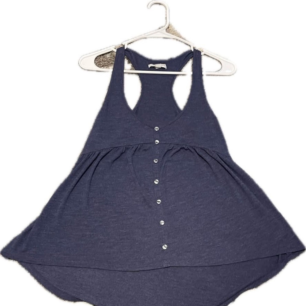 American Eagle Outfitters Racerback Tank Top with Empire Waist and Buttons